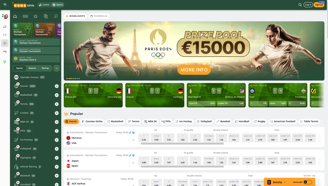 Nomaspin Sport betting